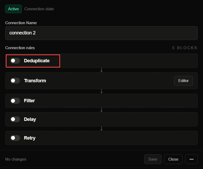 Configure a deduplication rule on a FastHook connection