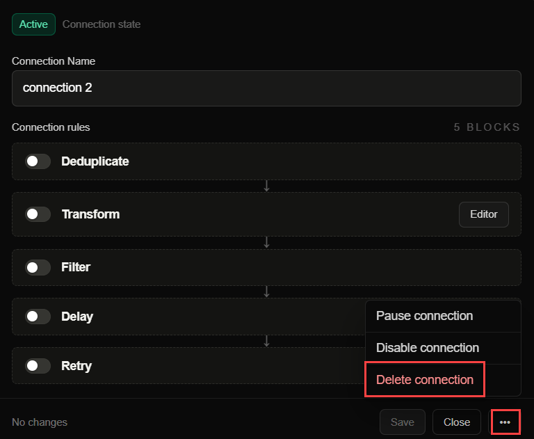 Delete a FastHook connection