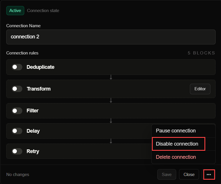 Enable or disable a FastHook connection