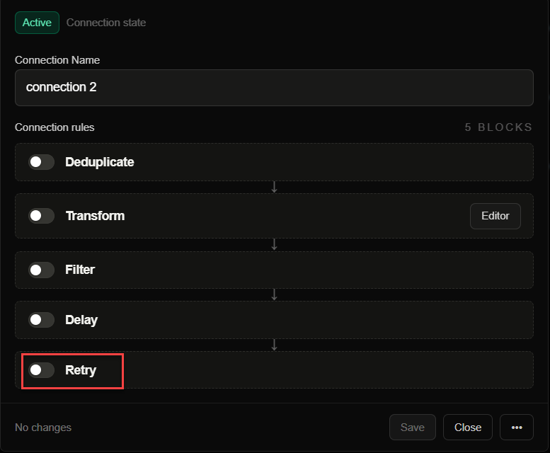 Configure a retry rule on a FastHook connection